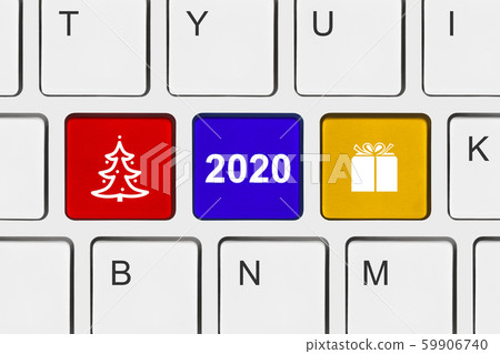 Computer keyboard with New Year keys Computer keyboard with New Year keys 59906740