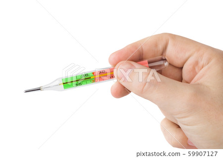 Hand with medical thermometer 36,6 Hand with medical thermometer 36,6 59907127