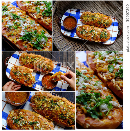 Vietnamese food breakfast at home, homemade baked Vietnam bread with vegetables for vegetarian Vietnamese food breakfast at home, homemade baked Vietnam bread with vegetables for vegetarian 59907260