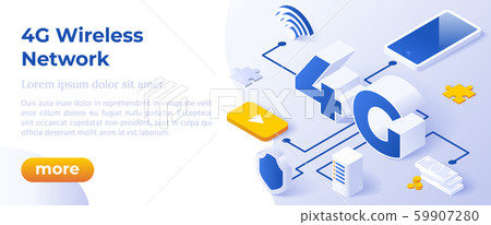 4G Network Wireless Technology Vector Illustration. Web Page Template. 59907280