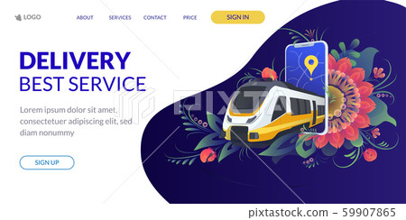 Web page design template for project delivery, transport, train. Modern vector illustration concepts 59907865