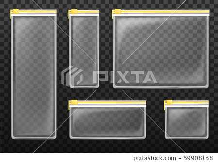 Vector transparent zipper bags with yellow ziplock Vector transparent zipper bags with yellow ziplock 59908138