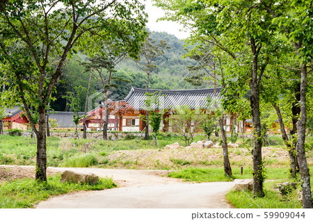 Beautiful wooden building of Andong traditional hanok in korea Beautiful wooden building of Andong traditional hanok in korea 59909044