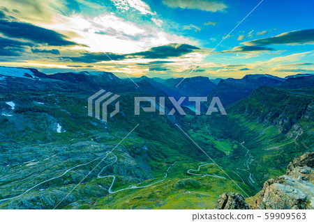 Geirangerfjord from Dalsnibba viewpoint, Norway 59909563