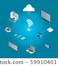 Wireless technologies isometric icons and 59910401