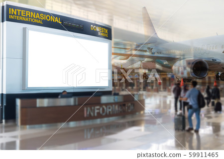 Billboard blank at the airport, large LCD advertisement  59911465