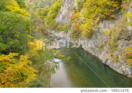 View from Jozankei Futami Suspension Bridge in autumn View from Jozankei Futami Suspension Bridge in autumn 59911476