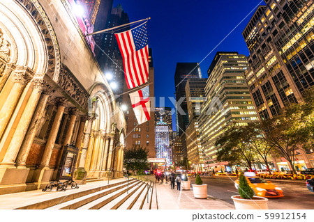 《New York》 Night view of Manhattan, Midtown cityscape 59912154