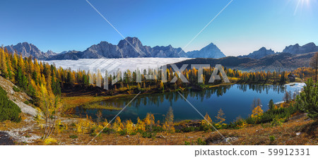 Stunning aerial view of  crystal clear Lake Federa 59912331