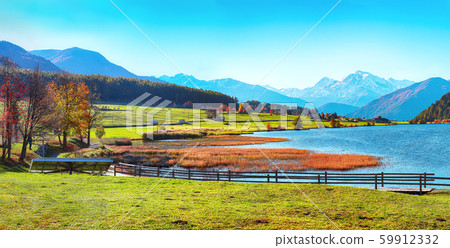 Splendid autumn panorama of Haidersee (Lago della 59912332
