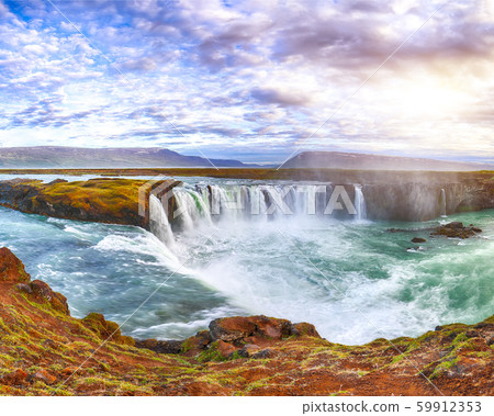 Fantastic sunset scene of powerful Godafoss 59912353