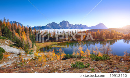 Wonderfull autumn view of  Lake Federa in 59912530