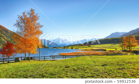 Splendid autumn panorama of Haidersee (Lago della 59912536