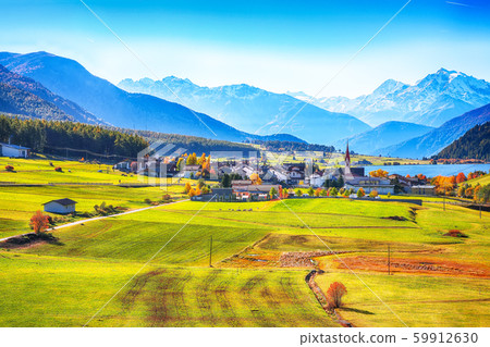 Magnificent autumn view of St.Valentin village and 59912630