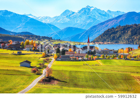 Magnificent autumn view of St.Valentin village and 59912632