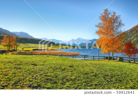 Splendid autumn panorama of Haidersee (Lago della 59912641