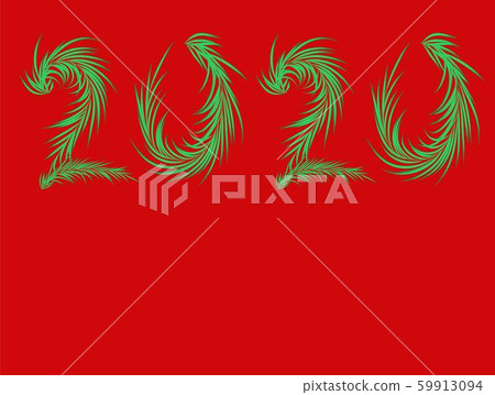 Christmas card with 2020 for celebration design. Happy new year 2020. Merry christmas. Happy new 59913094