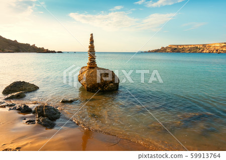 beautiful scene of stones balance on beach, beautiful scene of stones balance on beach, 59913764
