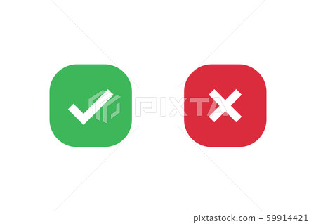 Checkmark X symbols on white isolated background. 59914421