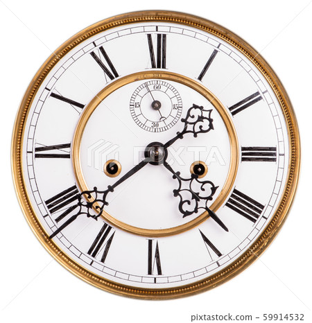 Victorian clock face with roman numeral isolated on white background Victorian clock face with roman numeral isolated on white background 59914532