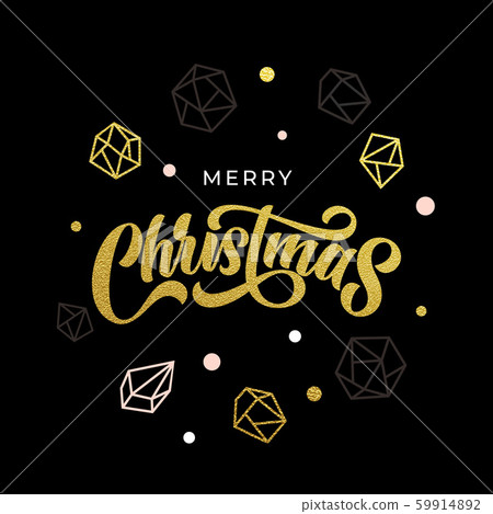 Merry Christmas gold glitter gilding geometric gem 59914892