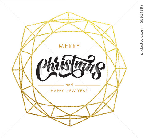 Merry Christmas, Happy New Year gold glitter 59914895