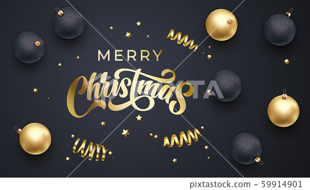 Merry Christmas golden calligraphy lettering and 59914901