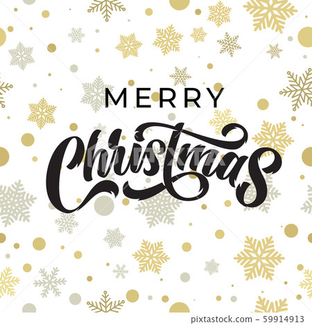 Merry Christmas greeting card calligrpahy on gold 59914913