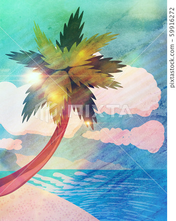 Grunge cartoon beach with palm 59916272