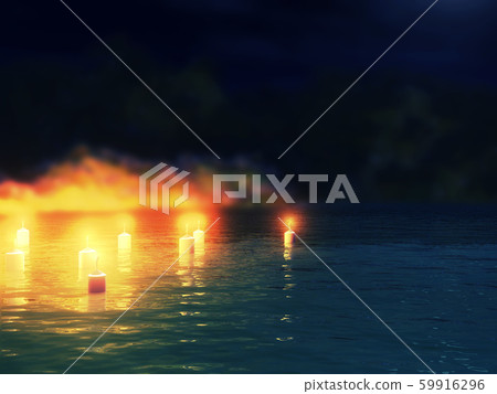Candles in water 59916296