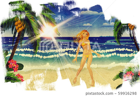 Blonde woman on beach 59916298