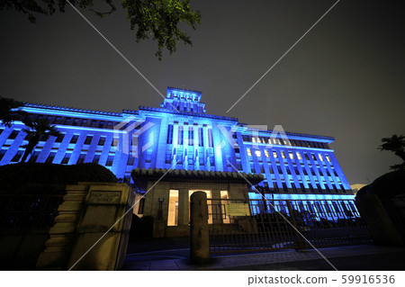Cityscape of Yokohama, Japan Kanagawa Prefectural Government Office / King Tower (night view) 59916536