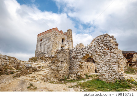 Cachtice castle with surrounding landscape. Cachtice castle with surrounding landscape. 59916751