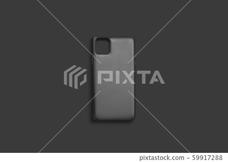 Blank black phone case mock up, top view, dark background 59917288