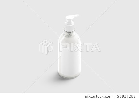 Blank glass cream bottle with white label mockup, gray background 59917295