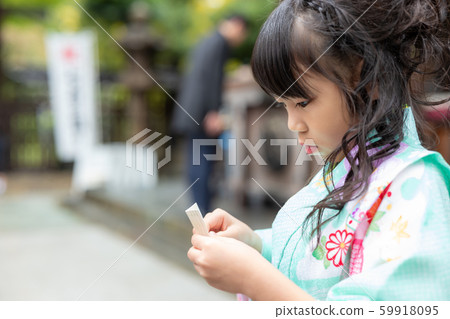 Shichigosan女孩畫像修整頭髮安排 Shichigosan女孩畫像修整頭髮安排 59918095