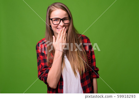 Young beautiful hipster woman with blond hair 59918293