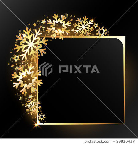 Golden snowflakes new year frame - Stock Illustration [59920437] - PIXTA