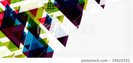 Banner with multicolored mosaic triangle geometric design on white background. Abstract texture Banner with multicolored mosaic triangle geometric design on white background. Abstract texture 59920591