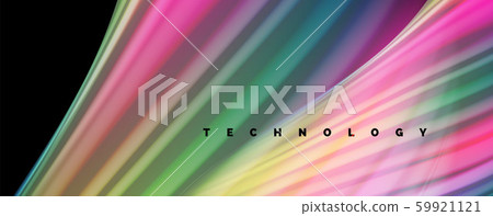 Fluid liquid color wave lines, glowing colorful light effect, abstract composition template 59921121