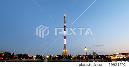 Television (Ostankino) tower at Night , Moscow, Russia 59921792