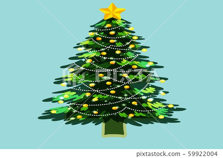 : christmas tree on blue background - Stock Illustration [59922004] - PIXTA
