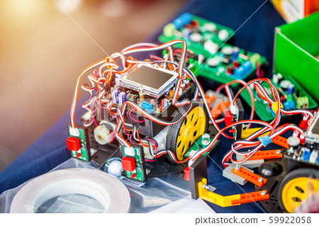 Car robot toy for kids education engineer by microcontroller circuit board  SOC Microchip  59922058