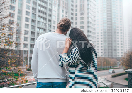 Couple feeling excited while moving to new apartment together 59923517