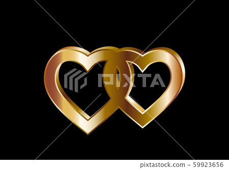 Valentine s Day. Two golden hearts. Golden heart icon. illustration Valentine s Day. Two golden hearts. Golden heart icon. illustration 59923656