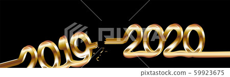 One piece inscription of pure gold 3D inscription 2020. 2019 is passing. illustration One piece inscription of pure gold 3D inscription 2020. 2019 is passing. illustration 59923675