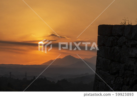 Oka Castle Ruins and Sunset 59923893