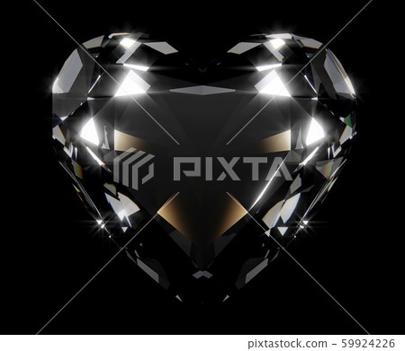 Diamond heart gem silhouette in the dark - 3D Illustration Diamond heart gem silhouette in the dark - 3D Illustration 59924226
