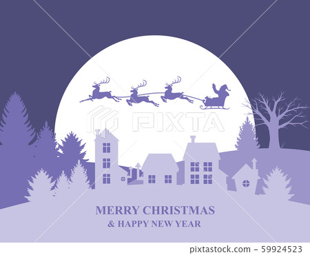 Christmas banner with Santa Claus flying over the Christmas banner with Santa Claus flying over the 59924523