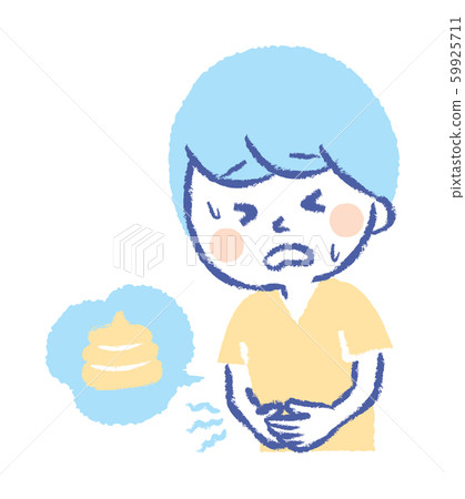 腹部疼痛耐心的年輕人手繪插圖 腹部疼痛耐心的年輕人手繪插圖 59925711